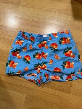 Old Navy Blue Shorts with Orange Fruit Print